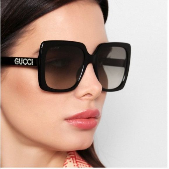 Gucci Square Embroidered Sunglasses! w/ case - Picture 1 of 5